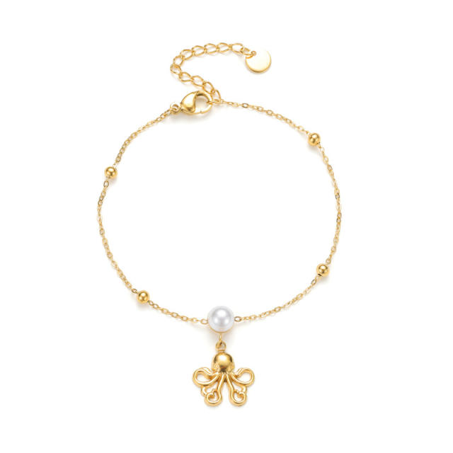 Popular Marine Series Pearl Crab Pendant Bracelet Fashionable Stainless Steel Bracelet