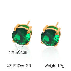 Easy match colorful cubic zicon drop heart round shape stainless steel earrings studs earrings