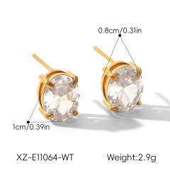 Easy match colorful cubic zicon drop heart round shape stainless steel earrings studs earrings