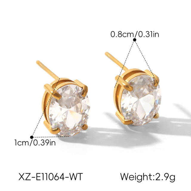 Easy match colorful cubic zicon drop heart round shape stainless steel earrings studs earrings