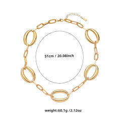 Unique geometric circle stainless steel necklace bracelet earrings set