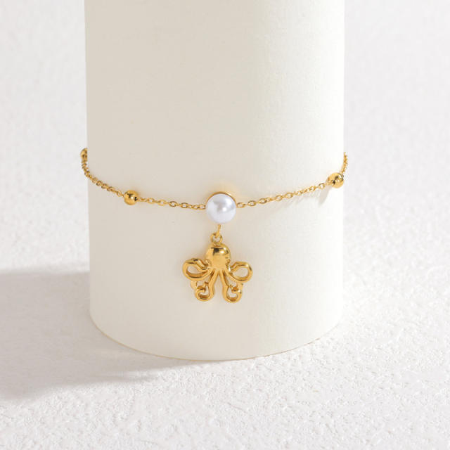 Popular Marine Series Pearl Crab Pendant Bracelet Fashionable Stainless Steel Bracelet
