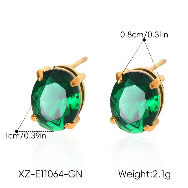 Easy match colorful cubic zicon drop heart round shape stainless steel earrings studs earrings