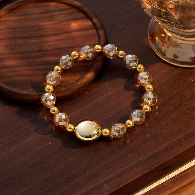 18KG stainless steel bead crystal bead bracelet for women