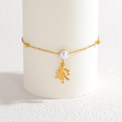 Popular Marine Series Pearl Crab Pendant Bracelet Fashionable Stainless Steel Bracelet