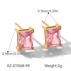 Easy match colorful cubic zicon drop heart round shape stainless steel earrings studs earrings