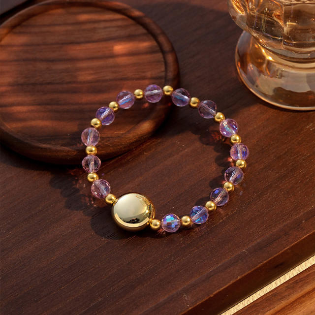 18KG stainless steel bead crystal bead bracelet for women