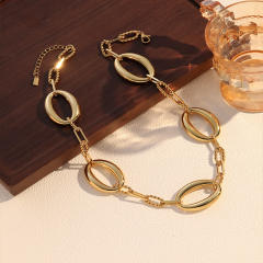 Unique geometric circle stainless steel necklace bracelet earrings set