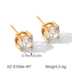 Easy match colorful cubic zicon drop heart round shape stainless steel earrings studs earrings