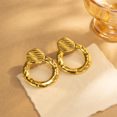 Vintage easy match geometric circle stainelss steel earrings