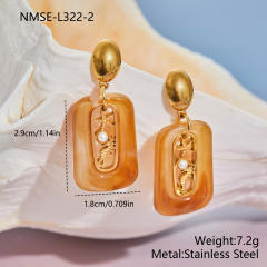 Holiday colorful resin hollow out pearl starfish seahorse stainless steel earrings