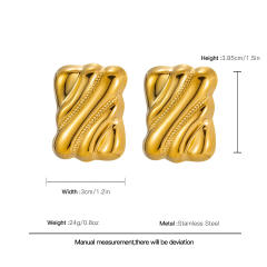 18KG geometric shape pattern design stainless steel earrings