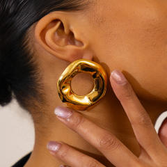 Big size geometric circle stainless steel earrings studs