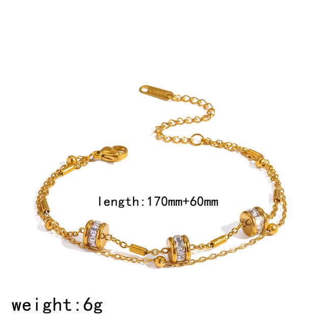 18KG multi layer chain stainless steel bracelet diamond bracelet