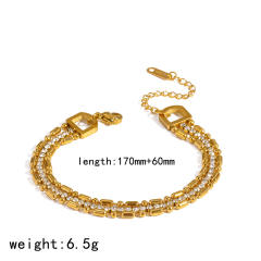 18KG multi layer chain stainless steel bracelet diamond bracelet