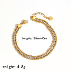 18KG multi layer chain stainless steel bracelet diamond bracelet