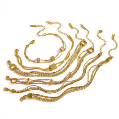 18KG multi layer chain stainless steel bracelet diamond bracelet