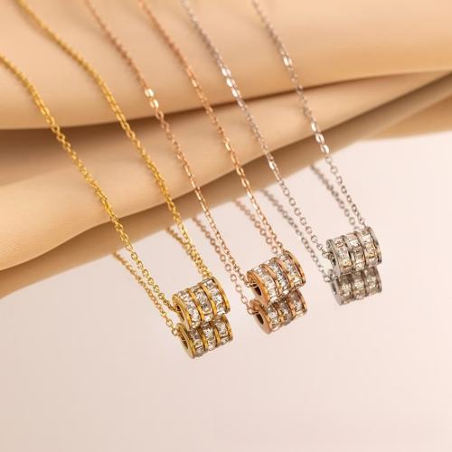 Hot-Selling Full of Diamonds Small Waist birthstone stainless steel necklace