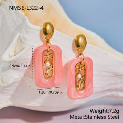 Holiday colorful resin hollow out pearl starfish seahorse stainless steel earrings