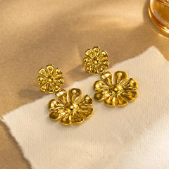 Simple holiday sunflower stainless steel earrings dangle earrings