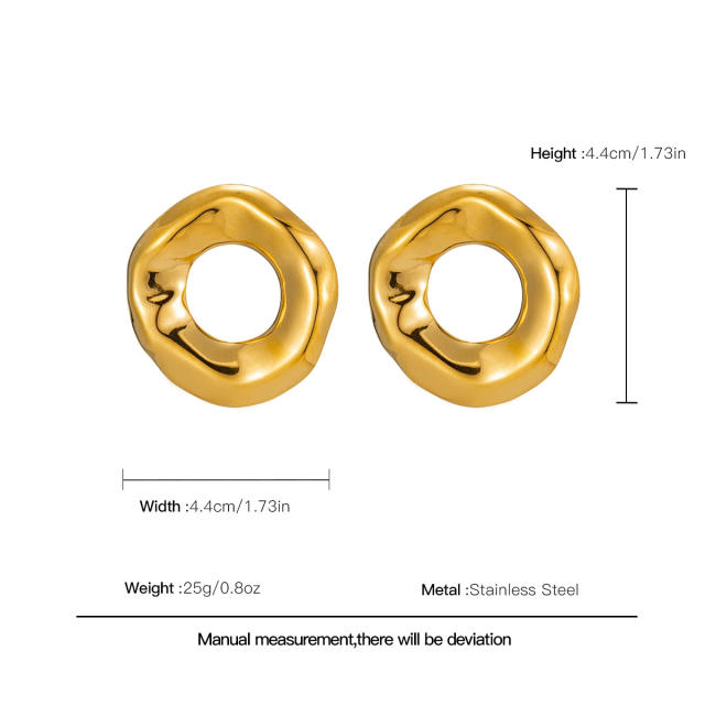 Big size geometric circle stainless steel earrings studs