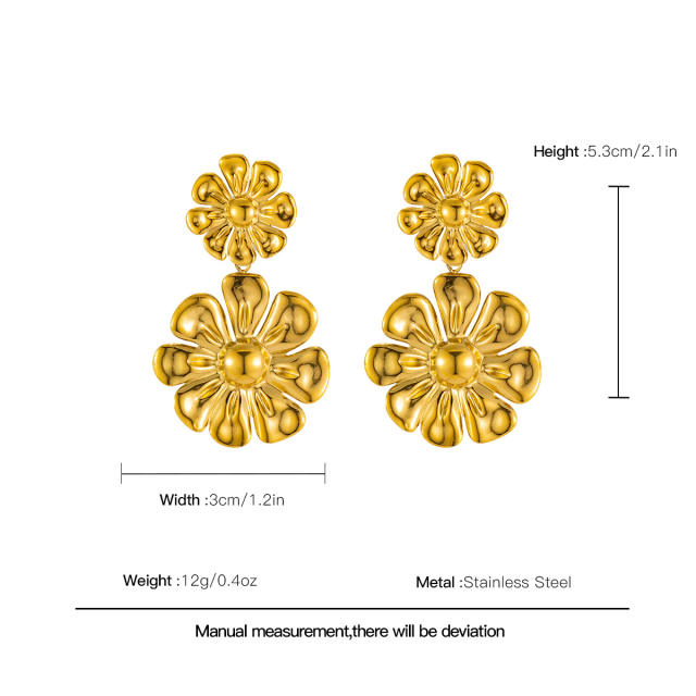 Simple holiday sunflower stainless steel earrings dangle earrings