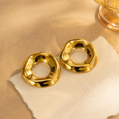 Big size geometric circle stainless steel earrings studs