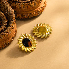 Vintage sunflower shape stainless steel earrings