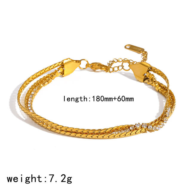 18KG multi layer chain stainless steel bracelet diamond bracelet