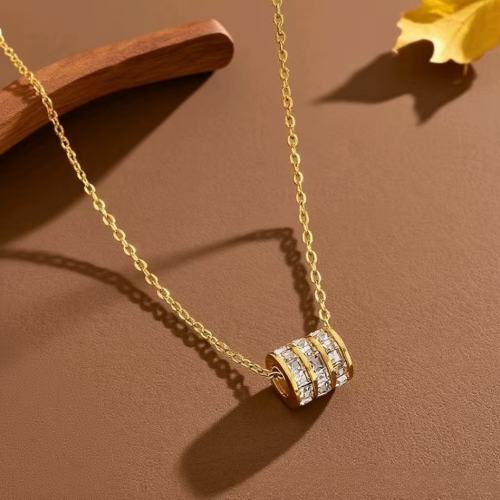 Hot-Selling Full of Diamonds Small Waist birthstone stainless steel necklace