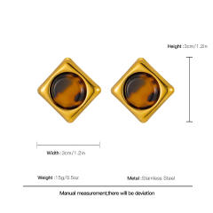 Vintage geometric leopard acrylic inlaid stainless steel earrings studs