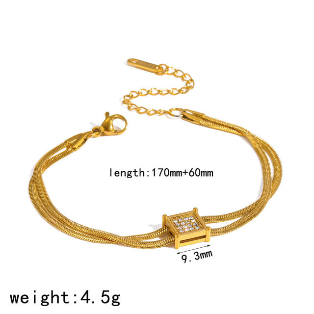 18KG multi layer chain stainless steel bracelet diamond bracelet