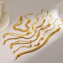 18KG multi layer chain stainless steel bracelet diamond bracelet