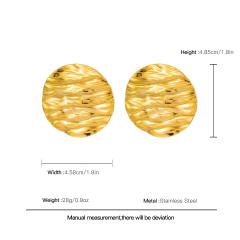 18KG geometric pattern round piece stainless steel earrings