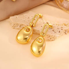 U shape smooth bag design stainless steel earrings