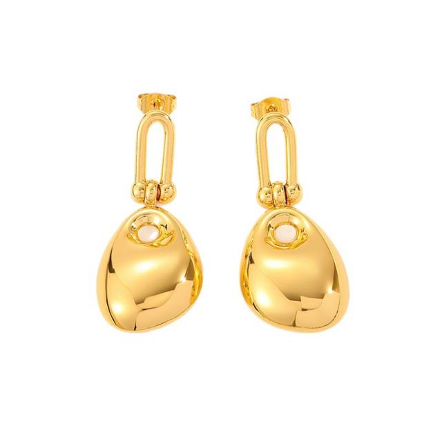 U shape smooth bag design stainless steel earrings