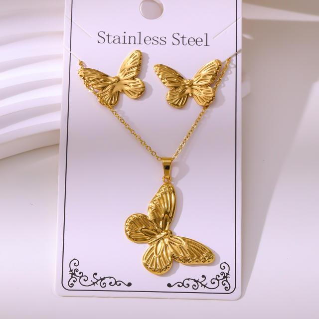 Non-Fading Stainless Steel Gold-Plated Jewelry stainless steel necklace set