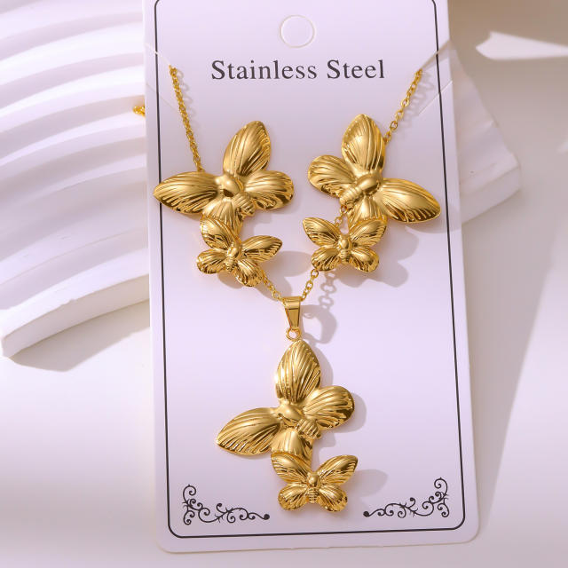 Non-Fading Stainless Steel Gold-Plated Jewelry stainless steel necklace set