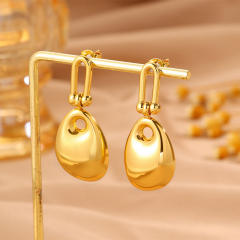 U shape smooth bag design stainless steel earrings