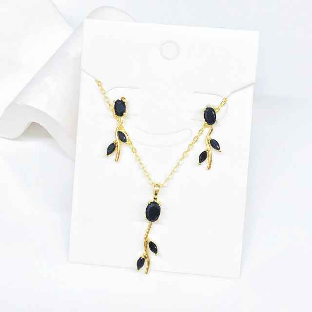Hot sale colorful diamond tulip flower copper necklace set