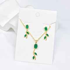 Hot sale colorful diamond tulip flower copper necklace set