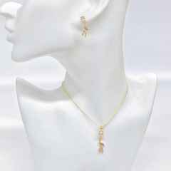 Hot sale colorful diamond tulip flower copper necklace set