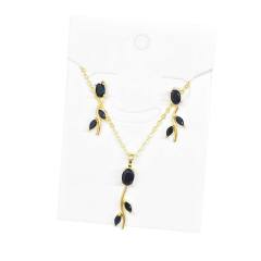 Hot sale colorful diamond tulip flower copper necklace set