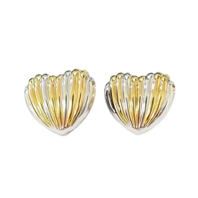 Classic stripe pattern heart mix color stainless steel earrings