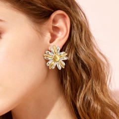 Popular mix color sunflower stainless steel earrings