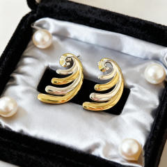 Mix color wave shape stainless steel earrings
