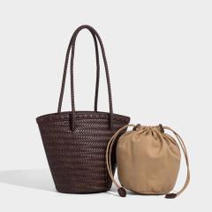 Unique Woven Bag New Summer Trendy French Retro Bucket Tote Shoulder Bag