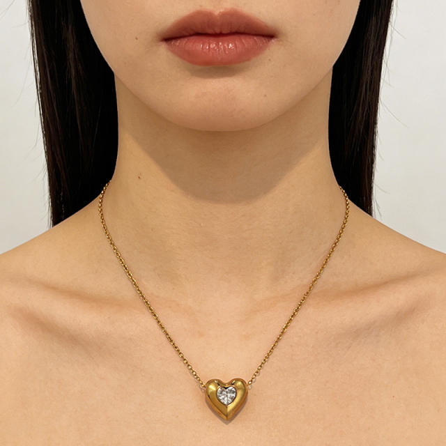 Dainty geometric pendant diamond necklace stainless steel necklace