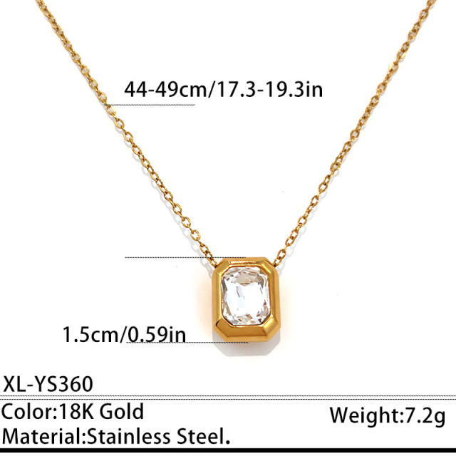 Dainty geometric pendant diamond necklace stainless steel necklace