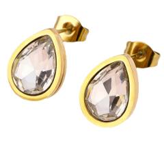 18KG drop shape crystal stainless steel earrings studs